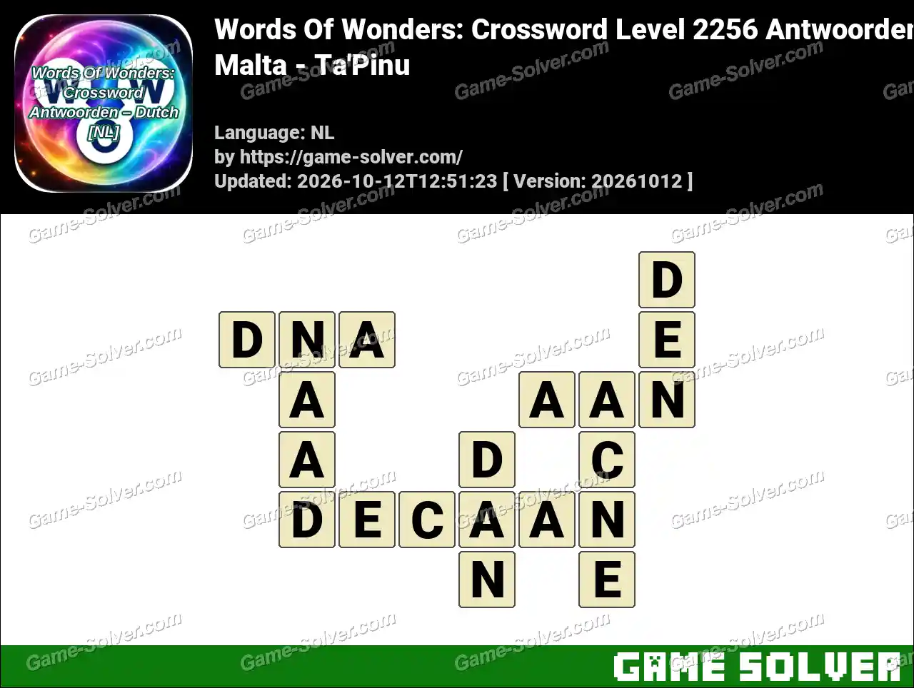 Words Of Wonders: Crossword Level 2256 Antwoorden – Malta – Ta’Pinu